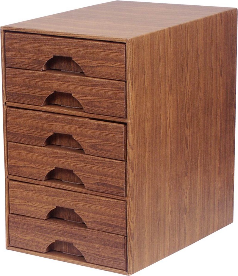 ชั้นวางเอกสาร 6 ลิ้นชัก ลายไม้